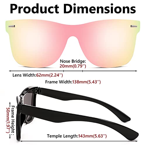 FEISEDY Sunglasses, Rimless Mirrored Sun Glasses with Reflective One-Piece Lens, B4114