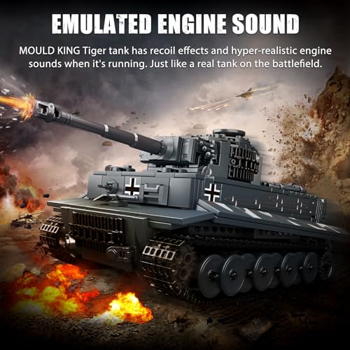 Mould King MOC Tiger Tank Building Blocks Set, Remote APP Control Military Vehicle Construction Block Kits, Adult Collectible Model Tanks Sets, Boy Toys for Birthday Gifts(800 Pieces)