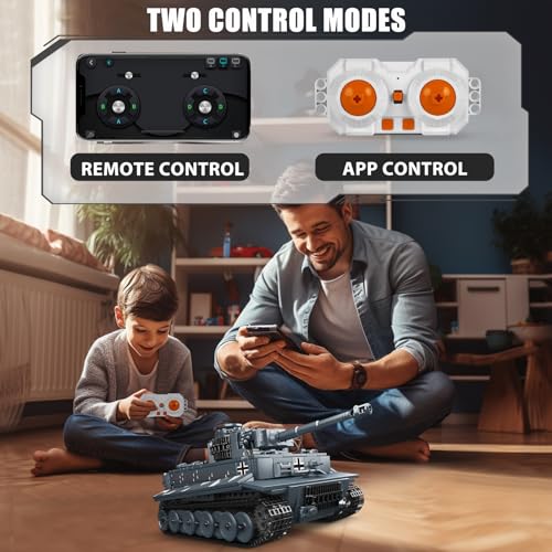 Mould King MOC Tiger Tank Building Blocks Set, Remote APP Control Military Vehicle Construction Block Kits, Adult Collectible Model Tanks Sets, Boy Toys for Birthday Gifts(800 Pieces)