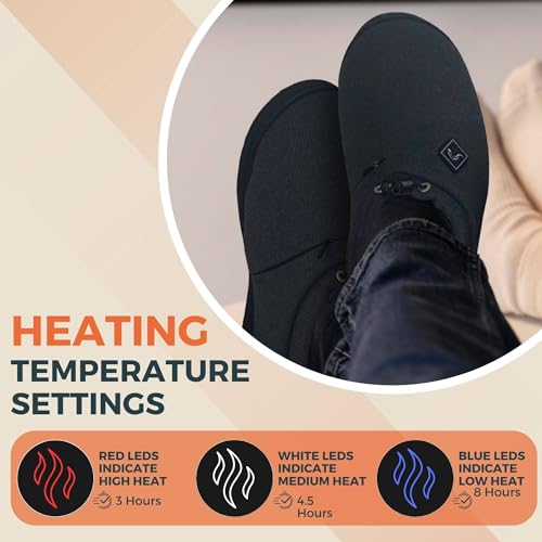 ThermalStep Heated Slippers for Men and Women – Rechargeable Foot Wear with 3 Temperature Settings Keep Feet Warm up to 8 Hours with 2200mAh 7.4 Volt Battery (4-5 M, 6-7 W)