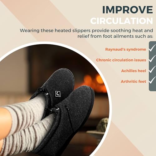 ThermalStep Heated Slippers for Men and Women – Rechargeable Foot Wear with 3 Temperature Settings Keep Feet Warm up to 8 Hours with 2200mAh 7.4 Volt Battery (4-5 M, 6-7 W)