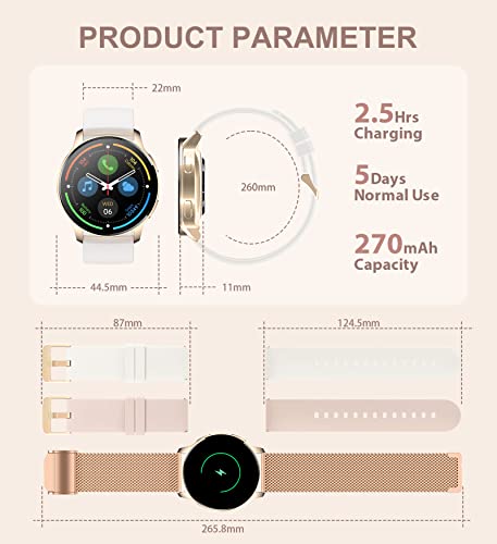 Iaret Smart Watch for Women (Answer/Make Call), Fitness Tracker for Android and iOS Phones Waterproof Smartwatch with 1.32" HD Full Touch Screen AI Voice Control Heart Rate Sleep Monitor Pedometer