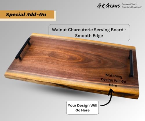 Personalized Cutting Board Wedding Gift – Walnut Live Edge Wood (6 Designs) Customized Monogramed Bride Groom Unique Engraved Rustic Display Newlywed Couple Parents Anniversary Housewarming Christmas