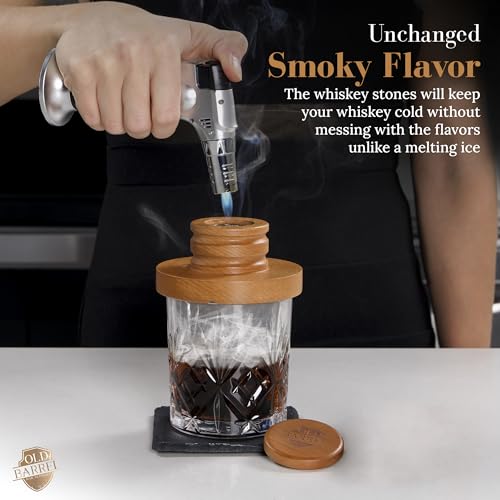 Premium Cocktail Smoker Kit with Torch-4 Wood Chips-Old Fashioned Cocktail Kit-Whiskey Smoker-Perfect Bourbon Gifts for Men Father's Day-Bourbon Smoker (Without Butane) (Large)