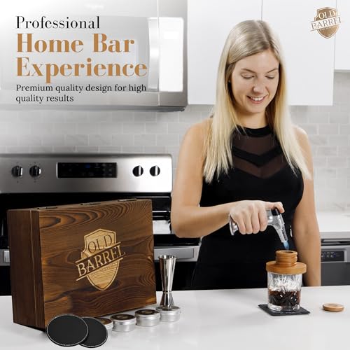 Premium Cocktail Smoker Kit with Torch-4 Wood Chips-Old Fashioned Cocktail Kit-Whiskey Smoker-Perfect Bourbon Gifts for Men Father's Day-Bourbon Smoker (Without Butane) (Large)