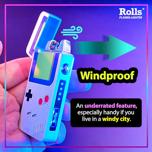 Rolls Electric Lighter - USB Rechargeable Cool Lighters - Retro Gamer Gifts for Men - Windproof Electronic Arc Lighter - Candle Lighter - Unique Gadgets - by Rolls Plasma Lighter (Blue Classic)