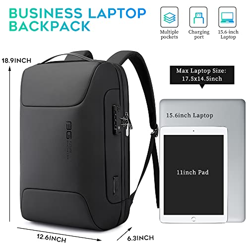 BANGE Anti Theft Business Backpack Fits 15.6 Inch Laptop,Smart Work Backpack with USB Charging Port for Office Work Airplane Business Travel