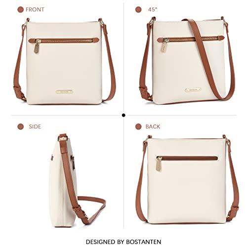 BOSTANTEN Crossbody Bags Purses for Women Trendy Soft Leather Shoulder Handbags with Adjustable Strap Zipper Pocket Medium