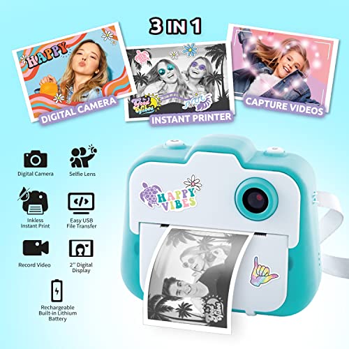 Canal Toys Photo Creator Instant Print Camera – Photo, Selfie and Video – Thermal Paper for 250 Photos – LCD Screen. 8+, Blue