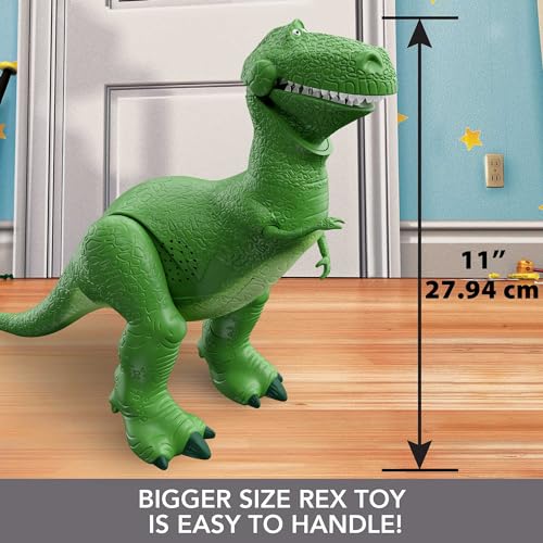 Mattel Disney Pixar Toy Story Toys, Moving & Talking Rex Dinosaur Figure, Roarin’ Laughs, 10.8 Inches Tall with 40 Phrases and Mouth & Arm Motion, Kids Gift