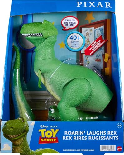 Mattel Disney Pixar Toy Story Toys, Moving & Talking Rex Dinosaur Figure, Roarin’ Laughs, 10.8 Inches Tall with 40 Phrases and Mouth & Arm Motion, Kids Gift