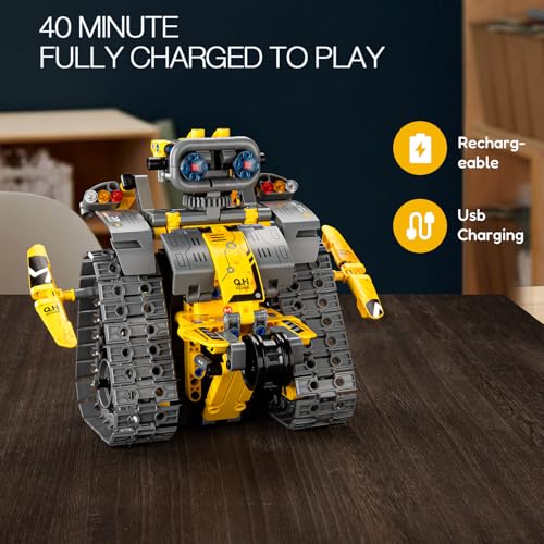 Sillbird STEM Building Toys, Remote & App Controlled Creator 5in1 Wall Robot/Explorer Robot/Mech Dinosaur Toys Coding Set, Creative Gifts for Boys Girls Kids Aged 6 7 8-13 (435 Pieces)