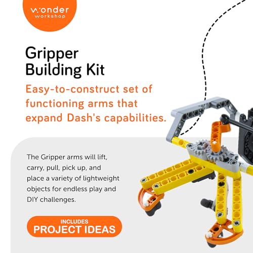 Wonder Workshop Dash Robot Wonder Pack – Coding Educational Bundle for Kids 6+ – Free STEM Apps with Instructional Videos - Launcher Toy, Sketch Kit Drawing, Gripper Building