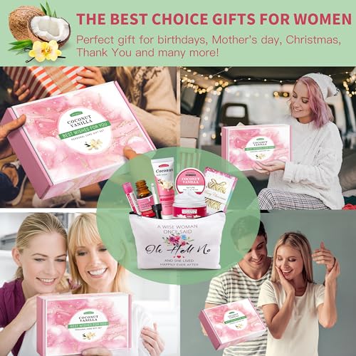 Gifts for Women,Birthday Gifts Friendship Gifts for Women,Travel Size Convenience Kits,Coconut Vanilla Spa Gifts for Her Mom Sister Friends,Unique Gifts Set Ideas for Women