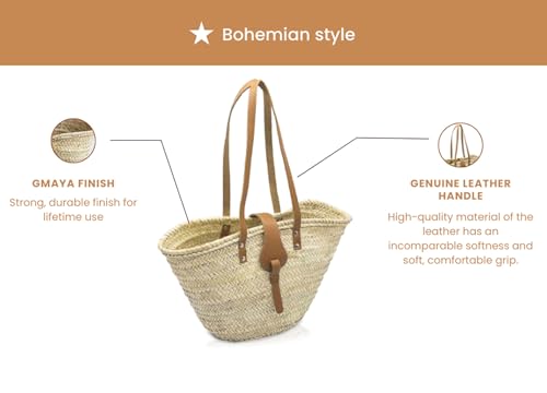 FRENCH BASKET straw bag with leather handles beach bag, straw bag, market basket, Moroccan Basket, Crossbody Bag, Summer Bag