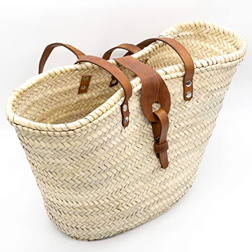 FRENCH BASKET straw bag with leather handles beach bag, straw bag, market basket, Moroccan Basket, Crossbody Bag, Summer Bag