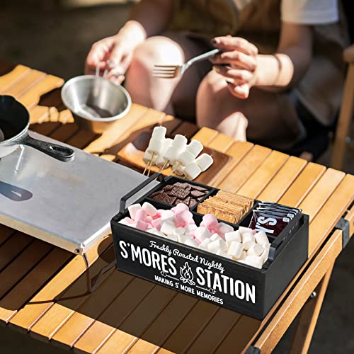 COZYYROME S'Mores Station, Farmhouse S'mores Bar Holder, Smores Caddy, Smores Accessories Organizer, Smores Supplies Container, Smores Maker Box for Smores Kit