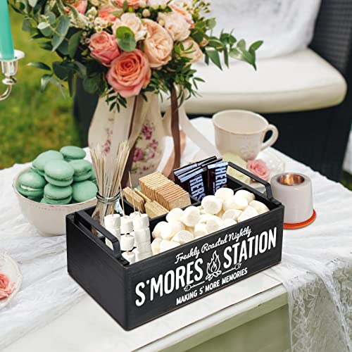 COZYYROME S'Mores Station, Farmhouse S'mores Bar Holder, Smores Caddy, Smores Accessories Organizer, Smores Supplies Container, Smores Maker Box for Smores Kit