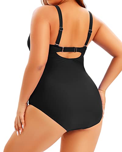 Aqua Eve Plus Size One Piece Swimsuit for Women Tummy Control Bathing Suit Cutout Swimwear