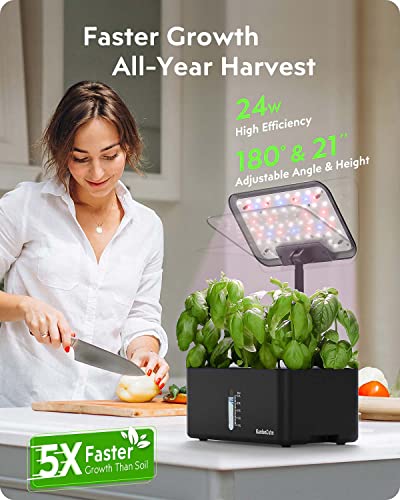 Hydroponics Growing System Indoor Garden: Herb Garden Kit Indoor with LED Grow Light Quiet Smart Water Pump Automatic Timer Healthy Fresh Herbs Vegetables - Hydroponic Planter for Home Kitchen Office