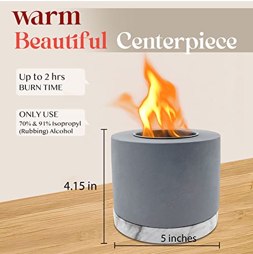 Tabletop Fire Pit Bowl – Smokeless Indoor Smores Kit Tabletop Fireplace – Mini Portable Fire Pit for Table Outdoor Patio Balcony– Smores Maker Personal Concrete Fire Pit – 5" W x 4.15" H