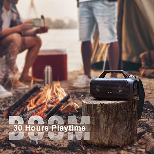 DOSS Extreme Boom Bluetooth Outdoor Speaker with 60W Mighty Sound, Deep Bass, 30H Playtime,10400mAh Power Bank, IPX6 Waterproof Speaker with Portable Strap for Camping, Pool, Beach, Garage, Work