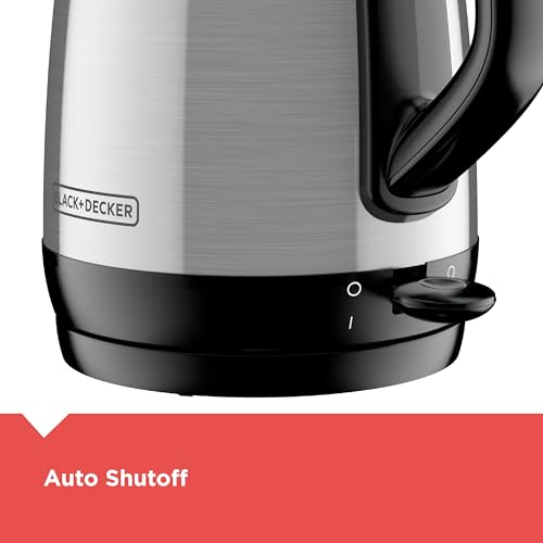 BLACK+DECKER 1.7L Cordless Electric Kettle, KE1700SD, Rapid Boil, Auto Shutoff, Stainless Steel