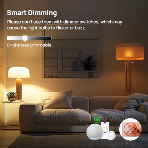 Linkind Smart Light Bulbs, Smart Bulb That Work with Alexa & Google Home, LED Light Bulbs Color Changing, 64 Preset Scenes, Music Sync, A19 E26 2.4GHz RGBTW WiFi Bluetooth Light Bulb 60W, 800LM, 4Pack