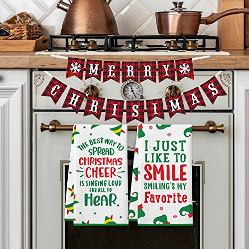 Funny Christmas Kitchen Towels, 2 Pack Funny Christmas Dish Towels, Christmas Movie Collection Merchandise Gift, Cute Christmas Kitchen Decorations, Novelty Xmas Gifts for Women Men