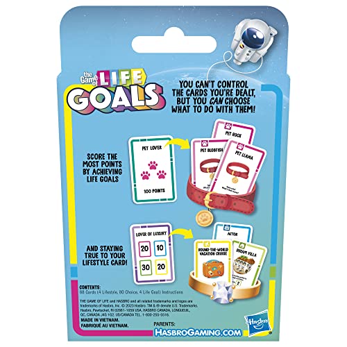 Hasbro The Game of Life Goals Card Game - Quick-Playing Family Game for 2-4 Players Ages 8 and Up