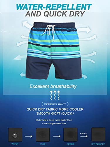 SILKWORLD Quick Dry Mens Swimming Trunks with Compression Liner Bathing Suit Swim Shorts with Zip Pockets