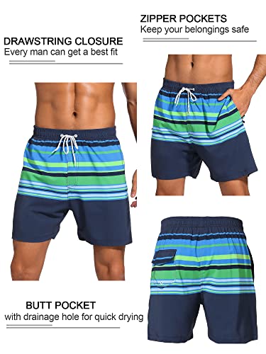 SILKWORLD Quick Dry Mens Swimming Trunks with Compression Liner Bathing Suit Swim Shorts with Zip Pockets