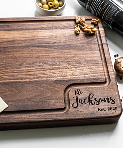 Personalized Cutting Board 100% USA Made - Custom Cutting Boards Wood Engraved Custom Cutting Board/Thick & Solid Maple, Cherry and Walnut Hardwood - Personalized Cutting Boards Wood Engraved