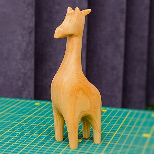 Wood Carving Kit for Beginners - Whittling kit with Giraffe - Linden Woodworking Kit for Kids, Adults - Wood Carving Stainless Steel Knife with Wooden Handle - Giraffe Shaped Linden Blank