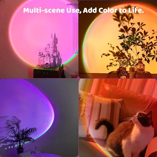 Tsrarey Sunset Lamp Multicolor Changed Night Light Projector with Button Switch,APP Control,360°Rotation for Room Decor,Party,Tiktok Live,Photography