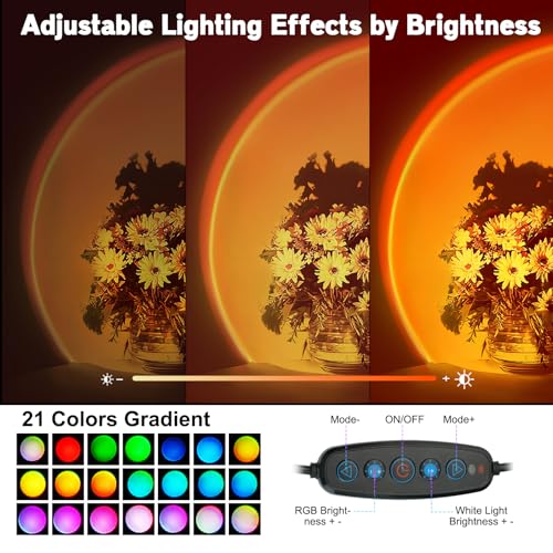 Tsrarey Sunset Lamp Multicolor Changed Night Light Projector with Button Switch,APP Control,360°Rotation for Room Decor,Party,Tiktok Live,Photography