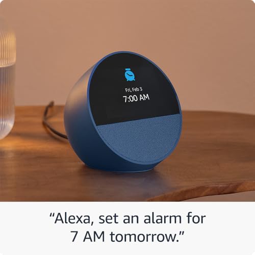 All-new Amazon Echo Spot (2024 release), Smart alarm clock with vibrant sound + Alexa, Black