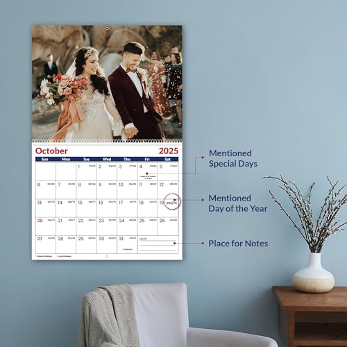 Custom Photo Wall Calendar 2025 for Home & Office - Print Your 13 Memories & Make Your Own Personalized Calendar 2025 - Customized Christmas Gift