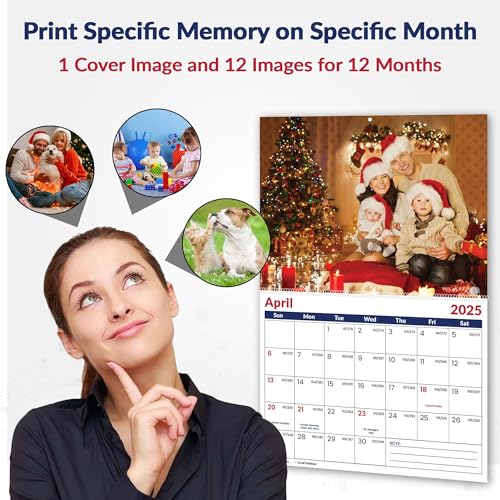 Custom Photo Wall Calendar 2025 for Home & Office - Print Your 13 Memories & Make Your Own Personalized Calendar 2025 - Customized Christmas Gift