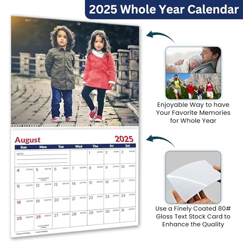 Custom Photo Wall Calendar 2025 for Home & Office - Print Your 13 Memories & Make Your Own Personalized Calendar 2025 - Customized Christmas Gift