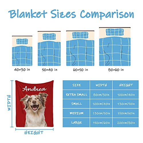 Personalized Dog Portrait Blanket - Custom Blankets Gifts from Pet Dog with Photos & Name - Customized Picture Flannel Fleece Blanket - Gifts for Pet Animal Women Men Dog Lovers Memorial Gift