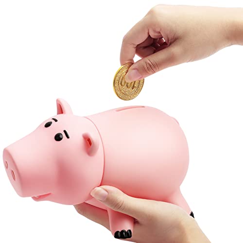 Piggy Bank, Cute Plastic Coin Bank for Boys and Girls, Unbreakable Pig Money Bank for Kids Gift (Pink)