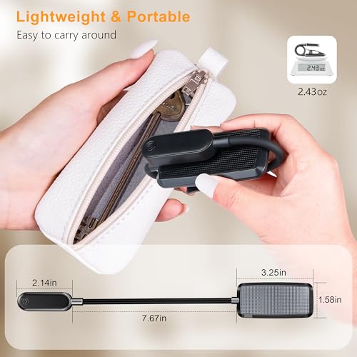 Gritin 16 LED Rechargeable Book Light for Reading in Bed- Eye Caring 3 Color Temperatures, Stepless Dimming Brightness, 80 Hrs Runtime, Lightweight Flexible Clip on Book Light for Book Lovers