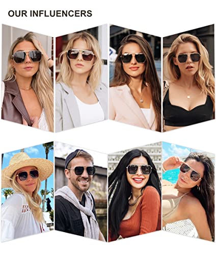 SOJOS Retro Oversized Square Polarized Sunglasses for Women and Men Vintage Shades UV400 Classic Large Metal Sun Glasses