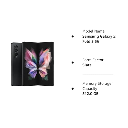 SAMSUNG Galaxy Z Fold 3 5G AT&T 512GB Phantom Black (Renewed)