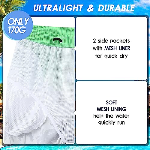 Mens Swim Trunks Quick Dry Board Shorts with Mesh Lining, Breathable Surf Beach Shorts Swimwear Bathing Suits