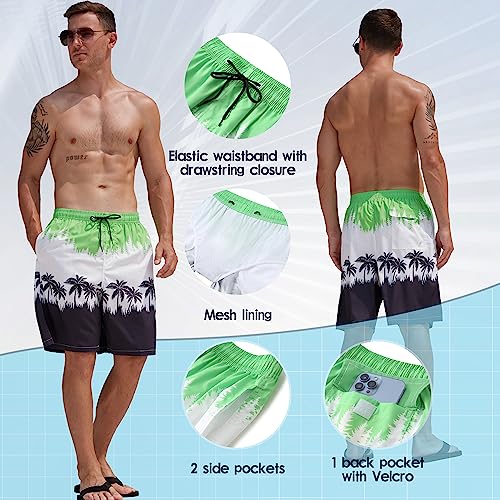 Mens Swim Trunks Quick Dry Board Shorts with Mesh Lining, Breathable Surf Beach Shorts Swimwear Bathing Suits