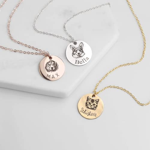 Custom Pet Portrait Necklace Personalized Pet Photo Jewelry Dog Portrait Necklace Cat Portrait Necklace Custom Portrait Pet Memorial Gifts Unique Jewelry Gifts for Her