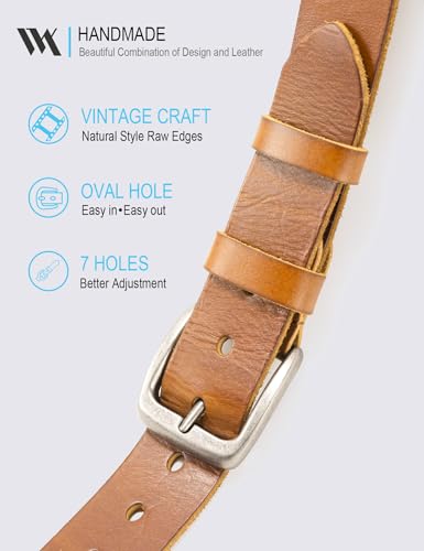 WOLFANT Leather Belt for Men,100% Italian Full Grain Real Solid Leather