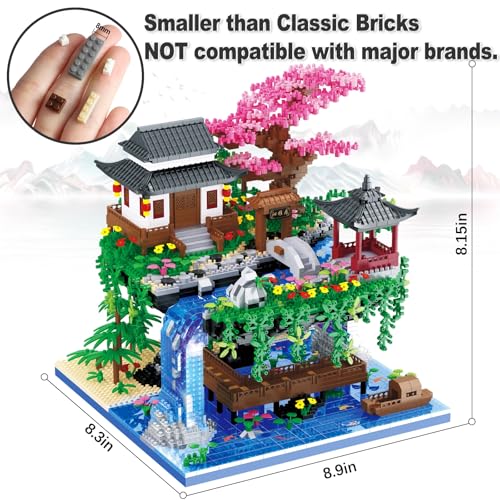 Cherry Blossom Bonsai Tree Building Set, Architecture of Peach Blossom Pond Building Set, Collectible Models Gifts for Teens Adults 14+ (3320 PCS)